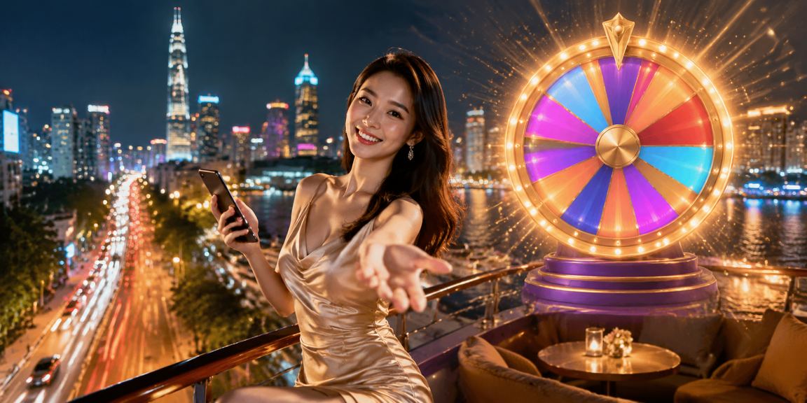 Ánh đèn neon rực rỡ tại khu giải trí TP. Hồ Chí Minh với người chơi lucky draw may mắn