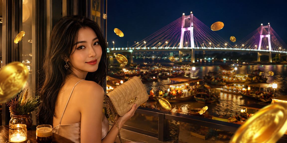 Không gian casino trực tuyến cao cấp với bàn baccarat live và ánh đèn neon Việt Nam