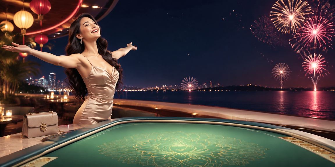 Bàn baccarat sang trọng tại khu nghỉ dưỡng Vũng Tàu nhìn ra biển buổi tối